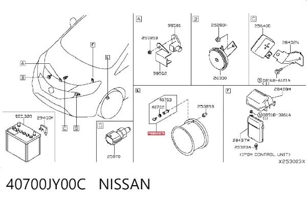 Sensor de presión de neumáticos 40700JY00C Nissan/Infiniti