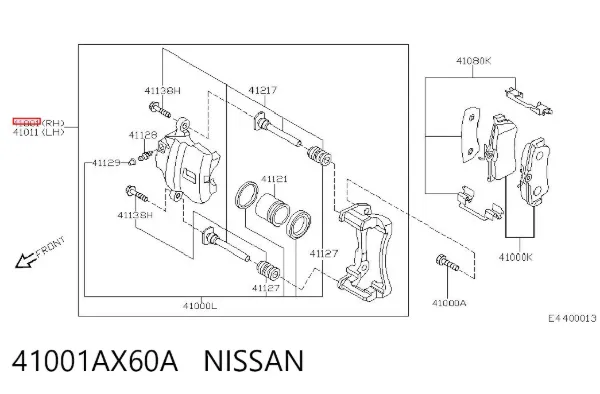 Pinza de freno delantera derecha 41001AX60A Nissan/Infiniti