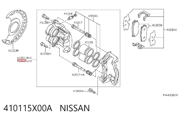 Pinza de freno delantera izquierda 410115X00A Nissan/Infiniti