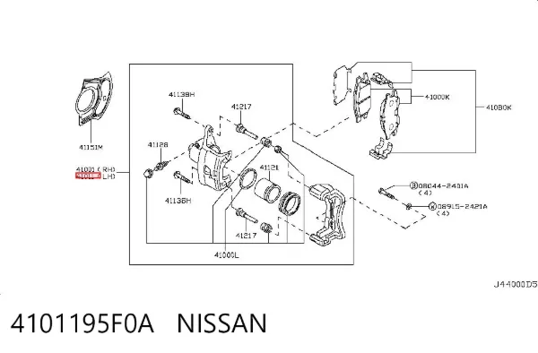 Pinza de freno delantera izquierda 4101195F0A Nissan/Infiniti