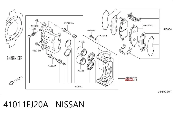 Pinza de freno delantera izquierda 41011EJ20A Nissan/Infiniti