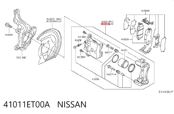 Pinza de freno delantera izquierda 41011ET00A Nissan/Infiniti