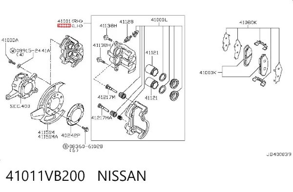 Pinza de freno delantera izquierda 41011VB200 Nissan/Infiniti