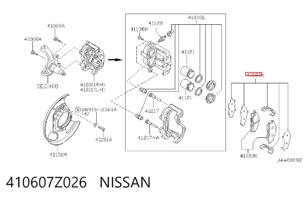 Pastillas de freno 410607Z026 Nissan/Infiniti
