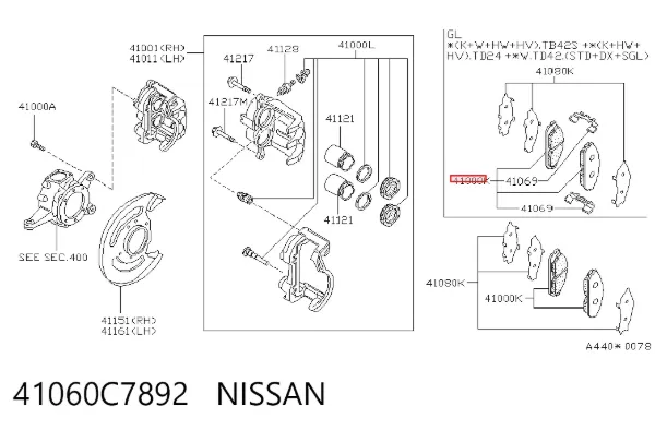 Pastillas de freno 41060C7892 Nissan/Infiniti