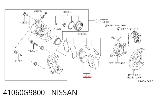 Pastillas de freno 41060G9800 Nissan/Infiniti