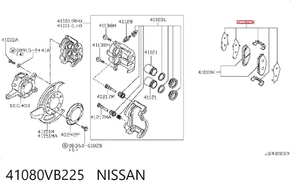Juego de reparación de frenos delanteros Nissan Patrol Y61