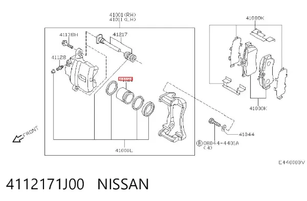 Émbolo de la pinza de freno delantera 4112171J00 Nissan/Infiniti