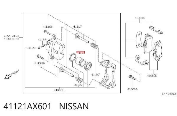Émbolo de la pinza de freno delantera 41121AX601 Nissan/Infiniti