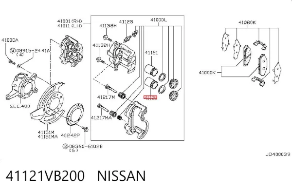 Émbolo de la pinza de freno delantera 41121VB200 Nissan/Infiniti