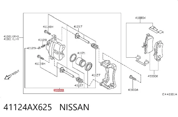 Kit de reparación de pinzas de freno 41124AX625 Nissan/Infiniti