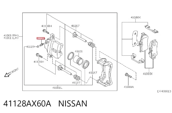 Válvula de purga de la pinza de freno delantera 41128AX60A Nissan/Infiniti