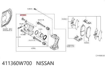 Tornillo de la pinza de freno NISSAN 411360W700