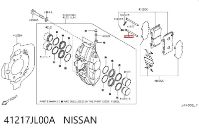 Guía de la pinza de freno delantera NISSAN 41217JL00A