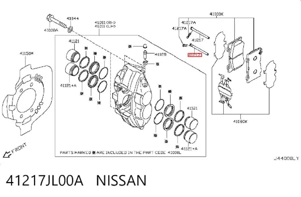 Guía de la pinza de freno delantera 41217JL00A Nissan/Infiniti