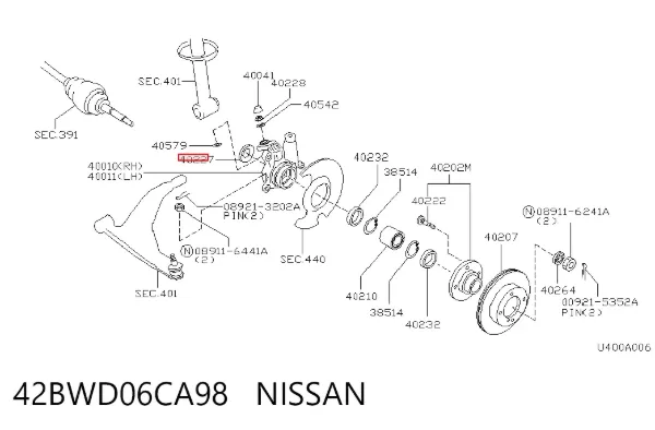 Cojinete de rueda delantero 42BWD06CA98 Nissan/Infiniti