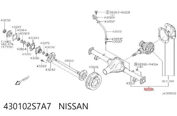 Eje trasero completo 430102S7A7 Nissan/Infiniti