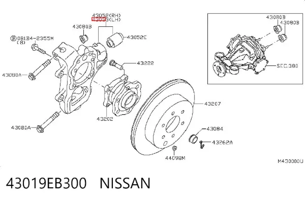 Mangueta trasera izquierda 43019EB300 Nissan/Infiniti