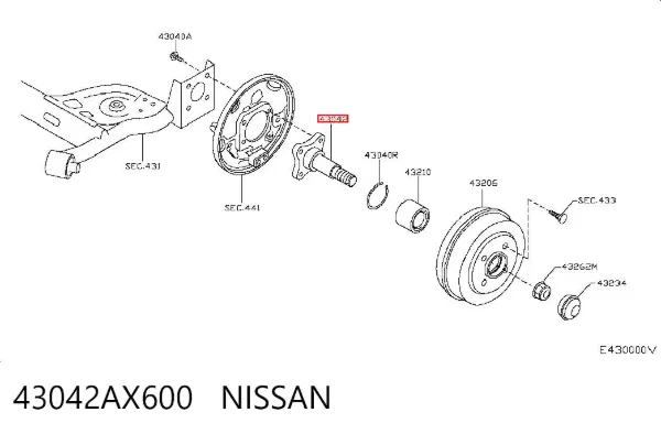 Cubo de rueda trasero 43042AX600 Nissan/Infiniti