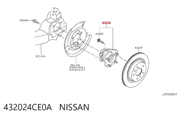 Cubo de rueda trasero 432024CE0A Nissan/Infiniti