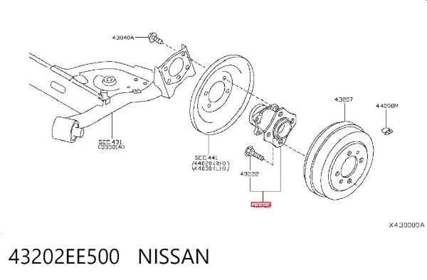 Cubo de rueda trasero 43202EE500 Nissan/Infiniti