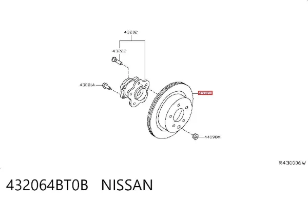 Disco de freno trasero 432064BT0B Nissan/Infiniti