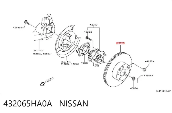 Disco de freno trasero 432065HA0A Nissan/Infiniti