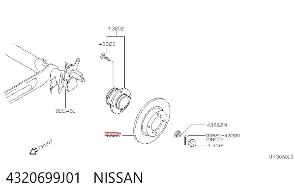 Disco de freno trasero 4320699J01 Nissan/Infiniti