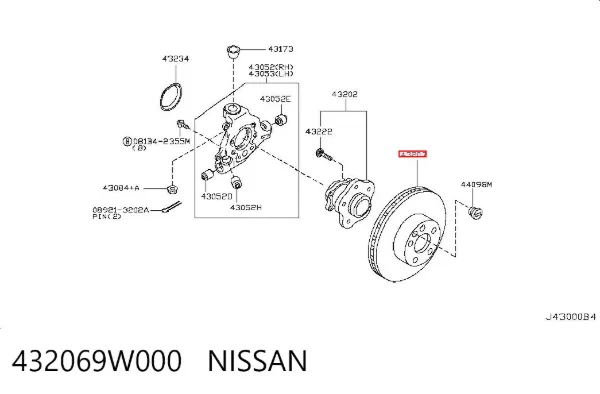 Disco de freno trasero 432069W000 Nissan/Infiniti