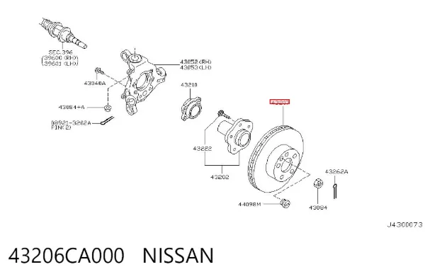 Disco de freno trasero 43206CA000 Nissan/Infiniti
