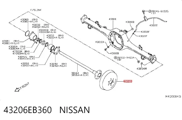 Tambor de freno trasero 43206EB360 Nissan/Infiniti
