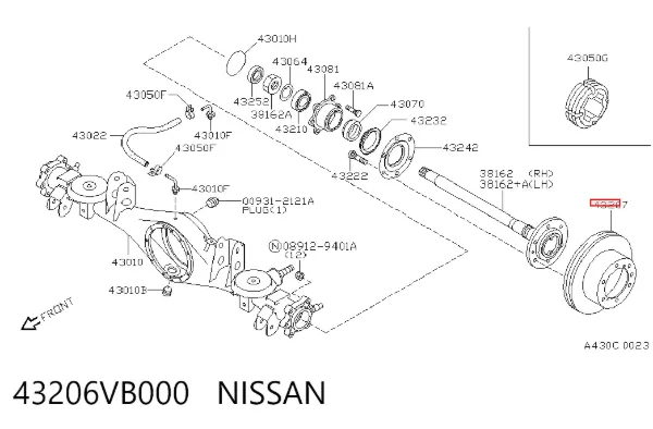 Disco de freno trasero 43206VB000 Nissan/Infiniti