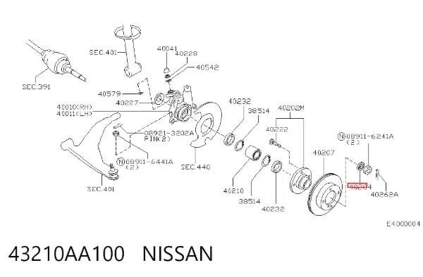 Cojinete de rueda 43210AA100 Nissan/Infiniti