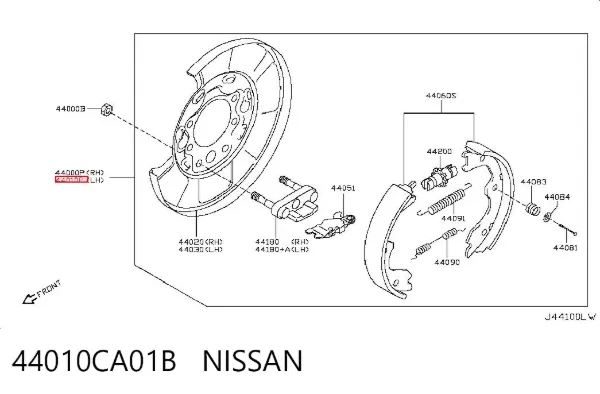 Disco de soporte del tambor de freno trasero izquierdo 44010CA01B Nissan/Infiniti