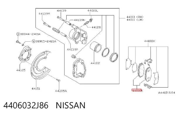 Pastillas de freno traseras 4406032J86 Nissan/Infiniti