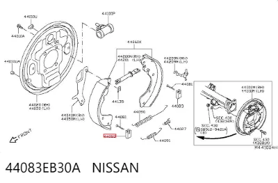 Muelle de las zapatas de freno traseras de tambor NISSAN 44083EB30A