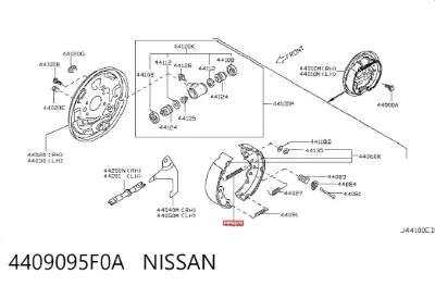Muelle de las zapatas de freno traseras de tambor NISSAN 4409095F0A