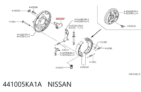 Cilindro de freno de rueda trasera 441005KA1A Nissan/Infiniti