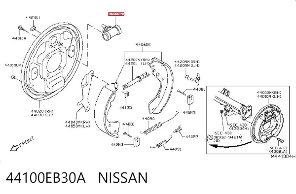 Cilindro de freno de rueda trasera 44100EB30A Nissan/Infiniti