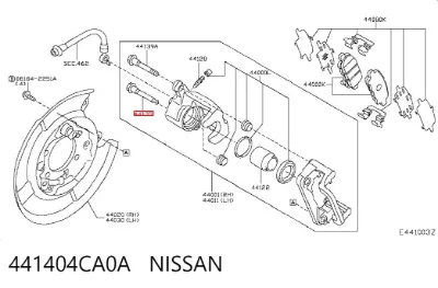 Guía de la pinza de freno delantera NISSAN 441404CA0A