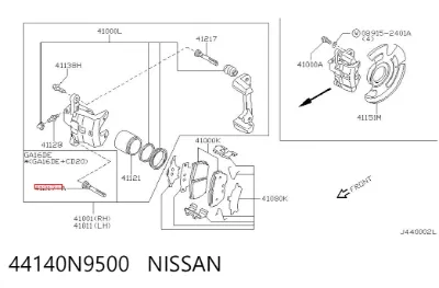 Guía de la pinza de freno delantera NISSAN 44140N9500