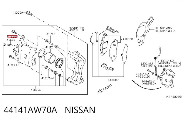 Tornillo de la pinza de freno 44141AW70A Nissan/Infiniti