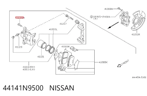 Tornillo de la pinza de freno 44141N9500 Nissan/Infiniti