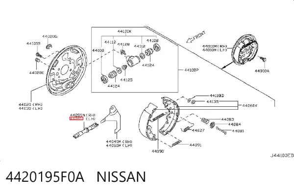 Abrazadera tensora del tambor de freno izquierda 4420195F0A Nissan/Infiniti