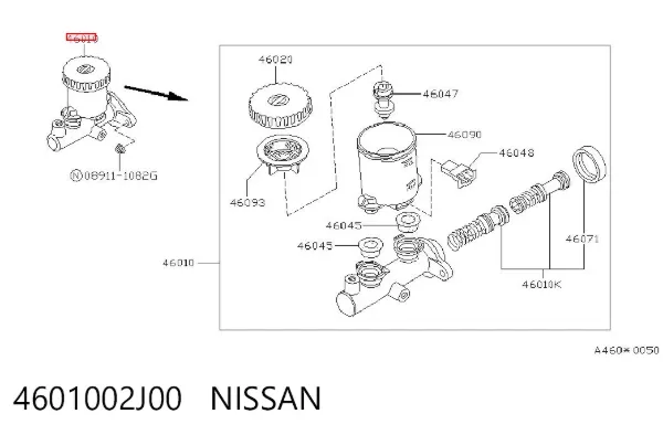 Cilindro maestro de frenos 4601002J00 Nissan/Infiniti