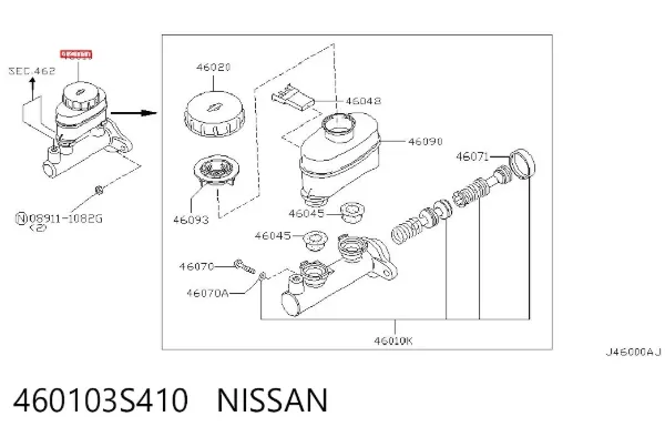 Cilindro maestro de frenos 460103S410 Nissan/Infiniti