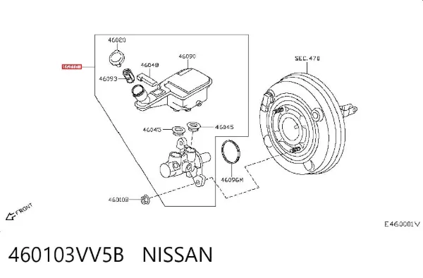 Cilindro maestro de frenos 460103VV5B Nissan/Infiniti