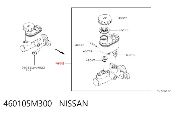 Cilindro maestro de frenos 460105M300 Nissan/Infiniti