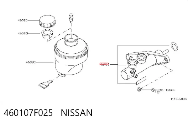 Cilindro maestro de frenos 460107F025 Nissan/Infiniti
