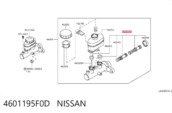 Kit de reparación cilindro de freno principal 4601195F0D Nissan/Infiniti
